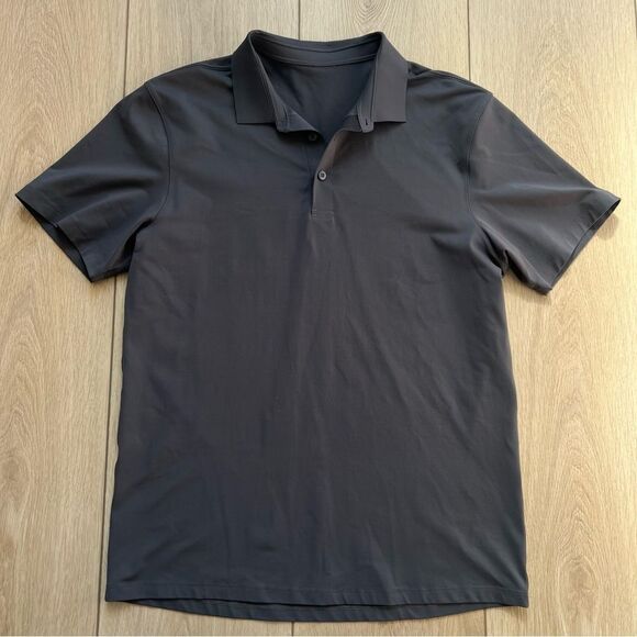 Lululemon Tech Pique Charcoal Gray Polo Shirt Size Medium - Picture 7 of 9